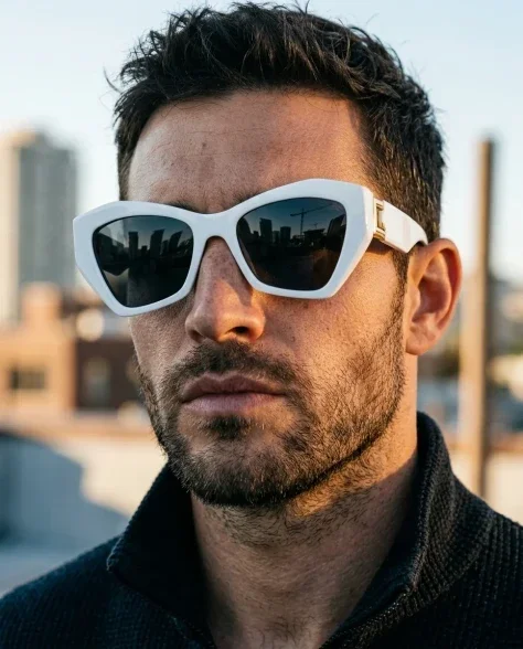Fashion Campaign — Low-Angle Statement Glasses 2