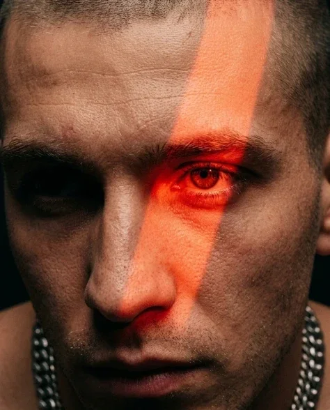 Fashion Portrait — Red Light Close-Up 3
