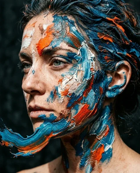 Impasto Acrylic Face Canvas — Macro Editorial Portrait 3