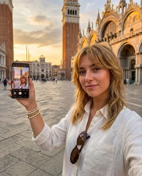 Wide-Angle Smartphone Selfie at Italian Landmark 7