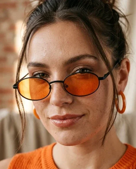High-Fashion Editorial Portrait with Vivid Tangerine Accents 4
