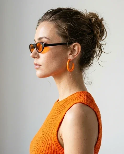 High-Fashion Editorial Portrait with Vivid Tangerine Accents 5