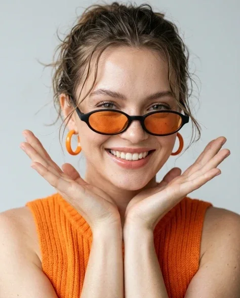 High-Fashion Editorial Portrait with Vivid Tangerine Accents 6