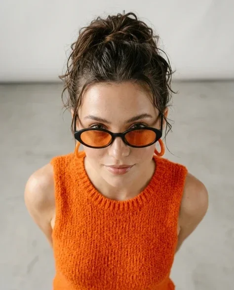 High-Fashion Editorial Portrait with Vivid Tangerine Accents 7