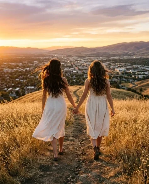 Golden Hour Hilltop Portrait of Two Friends 3