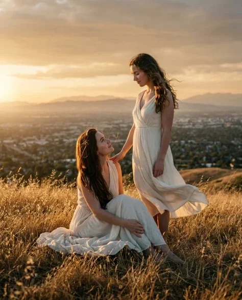 Golden Hour Hilltop Portrait of Two Friends 4