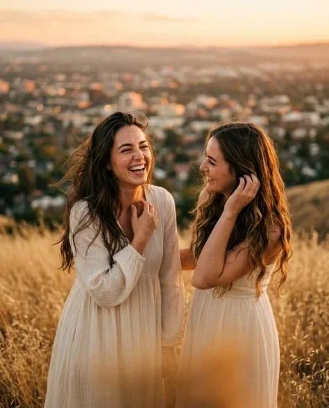 Golden Hour Hilltop Portrait of Two Friends 6