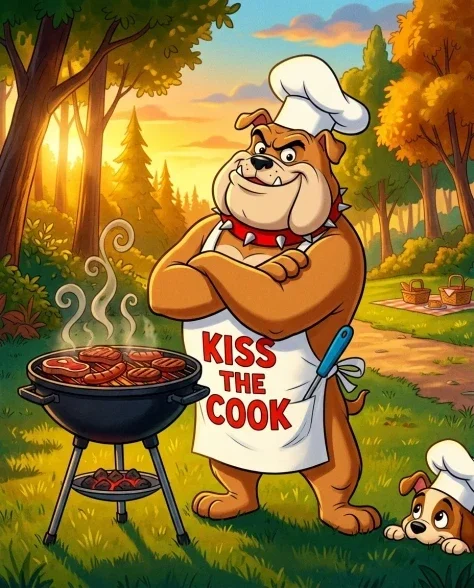 Anthropomorphic Bulldogs at an Outdoor Barbecue — Cel Animation 6