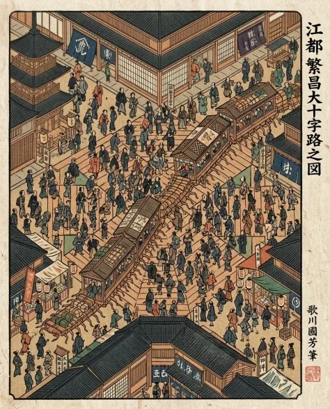 Edo-Period Ukiyo-e Reimagining of a Modern City Scene 4