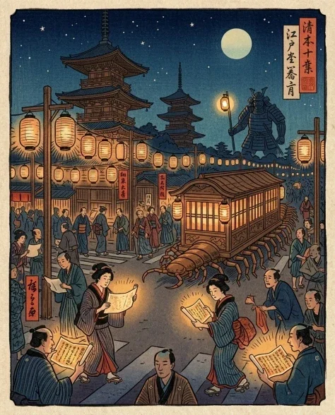Edo-Period Ukiyo-e Reimagining of a Modern City Scene 5