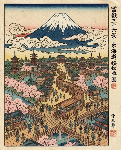Edo-Period Ukiyo-e Reimagining of a Modern City Scene 6