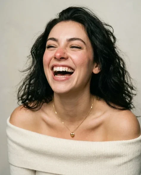 Clean Studio Portrait with Playful Wink Expression 5