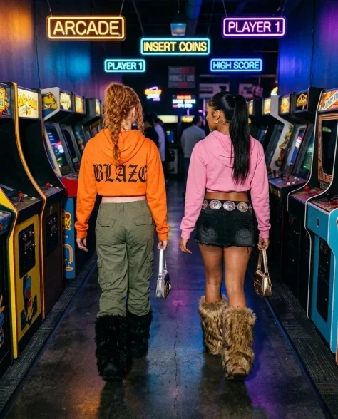 Retro Arcade Duo in Y2K Fashion — Three-Shot Series 6