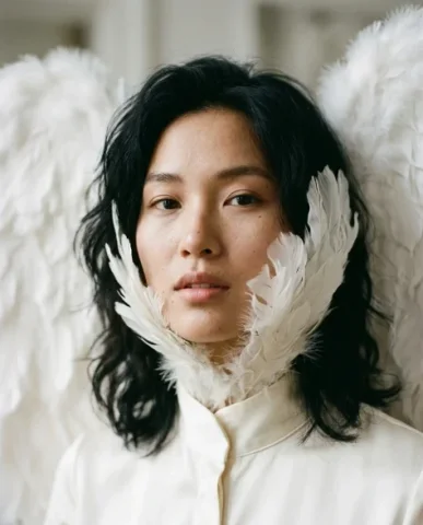 Angel Wings Editorial Fashion Series — Four Settings 5 — Nano Banana AI Prompt: Luxury editorial fashion photography style. Shot with an 85mm lens and shallow d...