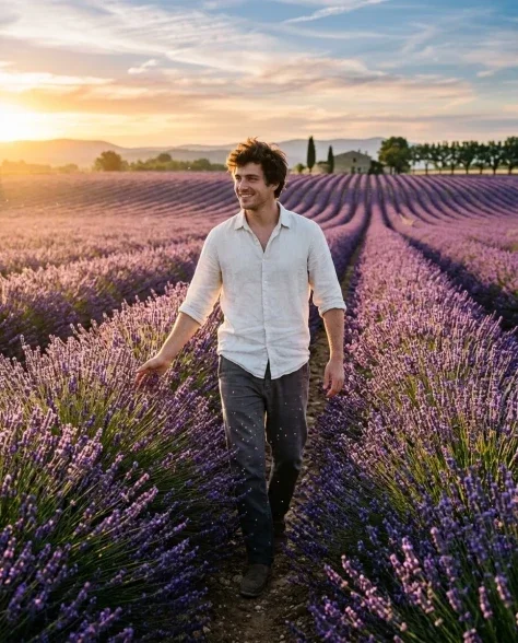 Cinematic Portrait in Lavender Field at Sunrise 3