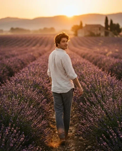 Cinematic Portrait in Lavender Field at Sunrise 5