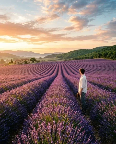 Cinematic Portrait in Lavender Field at Sunrise 7
