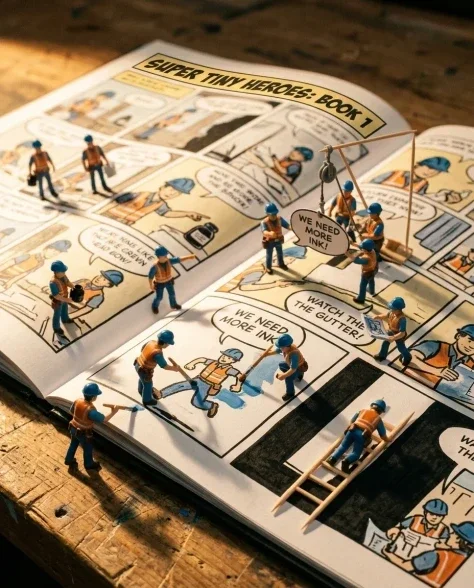Miniature Characters Building Their Own Comic 1