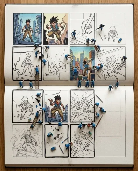 Miniature Characters Building Their Own Comic 5