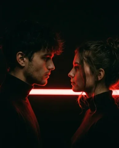 Cinematic Cyberpunk Neon Portrait Pair 7 — Nano Banana AI Prompt: The cyberpunk aesthetic is doubled in impact. 85mm lens quality on both, editori...