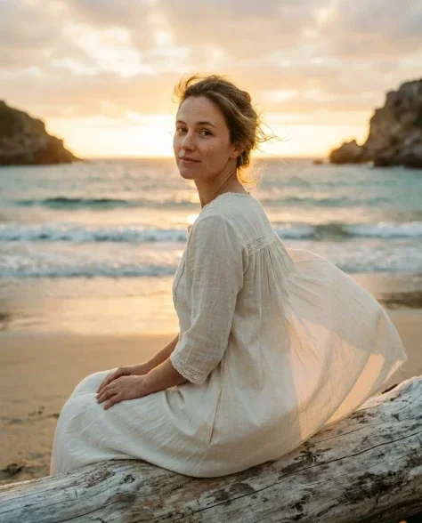 Cinematic Beach Portrait at Golden Hour 1