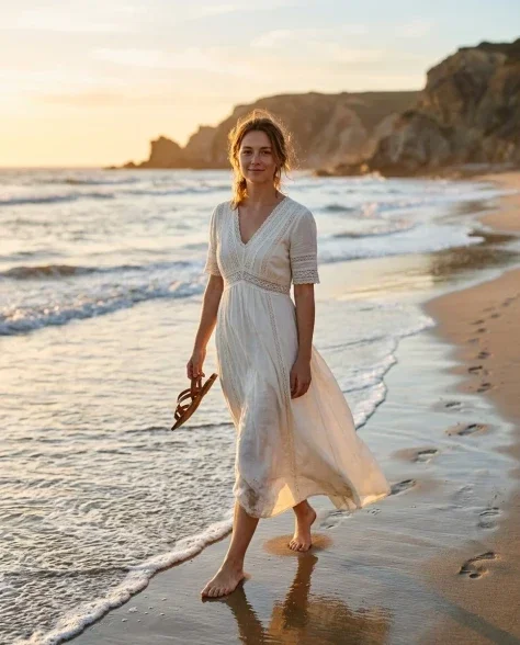Cinematic Beach Portrait at Golden Hour 2