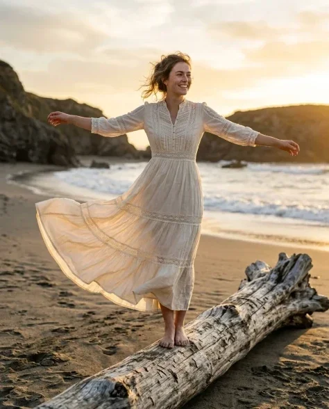 Cinematic Beach Portrait at Golden Hour 4