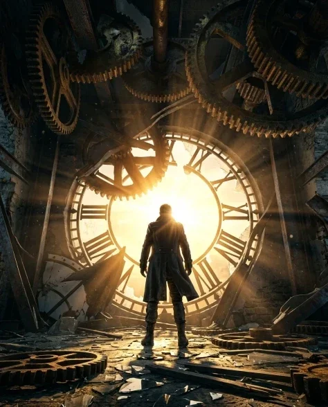 Cinematic Broken Clock Scene Portrait 1