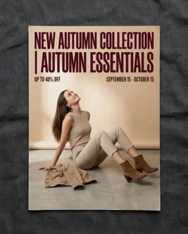 Fashion Advertisement Poster with Editorial Pose 3 — Nano Banana AI Prompt: The printed poster shows realistic paper texture and a crisp matte finish agains...