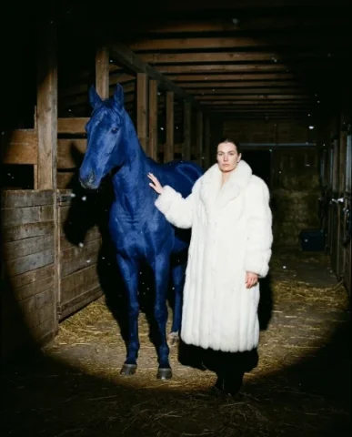 Ultra-Realistic Nighttime Flash Portrait with Horse 3 — Nano Banana AI Prompt: Ultra-realistic raw nighttime close-up with direct on-camera flash. A woman's fa...