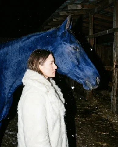 Ultra-Realistic Nighttime Flash Portrait with Horse 5 — Nano Banana AI Prompt: Ultra-realistic raw nighttime macro detail shot with direct on-camera flash — ex...
