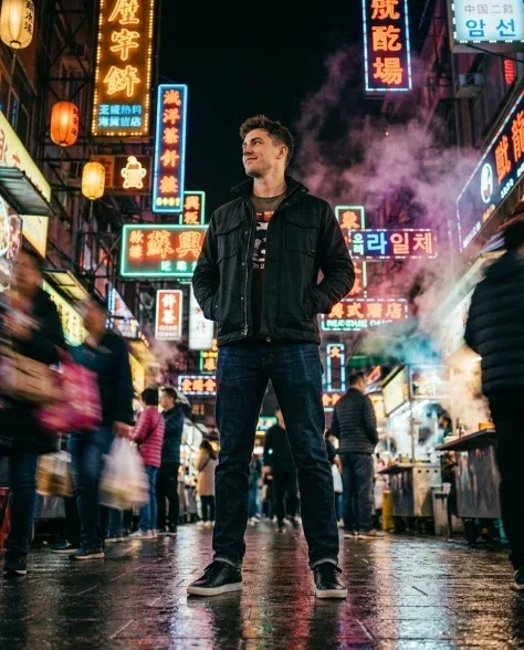 Cinematic Night Market Walk with Motion Blur 5