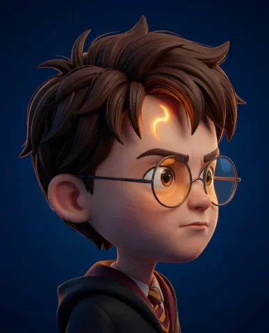3D CGI Big-Head Cartoon Wizard Character 2 — Nano Banana AI Prompt: The head and facial features are charmingly exaggerated: messy dark chestnut hai...