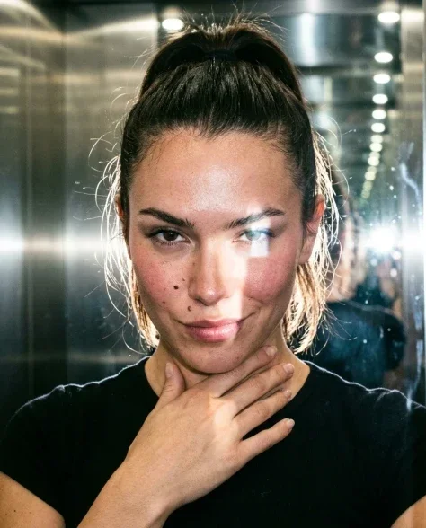 Late-Night Elevator Mirror Selfie Portrait 2