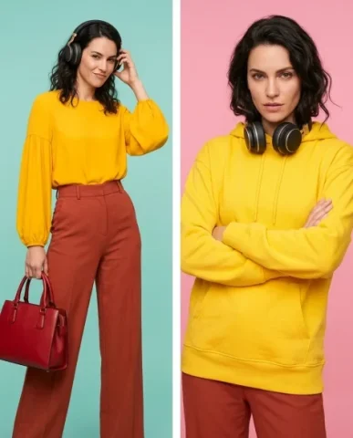Vibrant Three-Panel Editorial Collage 7 — Nano Banana AI Prompt: The left panel features a solid soft teal background with a woman standing in a...