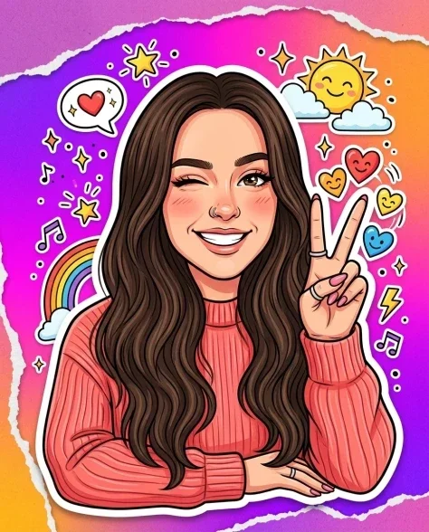 Vibrant Sticker Art Portrait Illustration 2