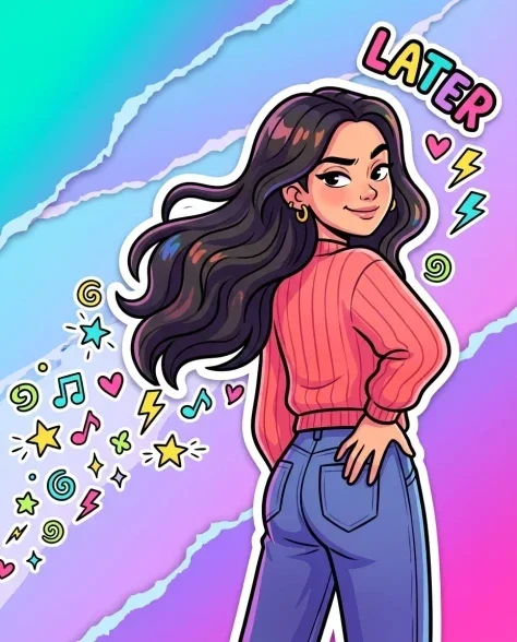 Vibrant Sticker Art Portrait Illustration 5