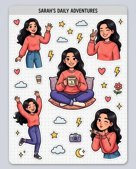 Vibrant Sticker Art Portrait Illustration 6