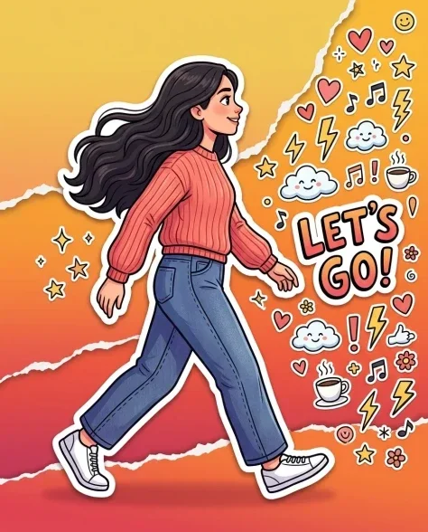 Vibrant Sticker Art Portrait Illustration 7