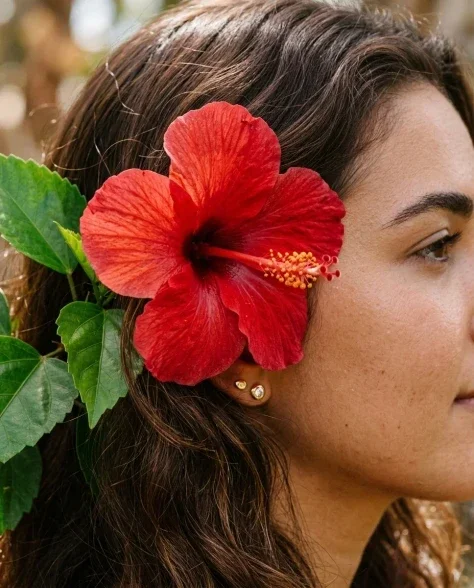 Romantic Digital Portrait with Tropical Flowers 3