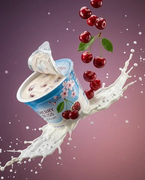 Dynamic Dairy Product Photography with Fruit Splash 2