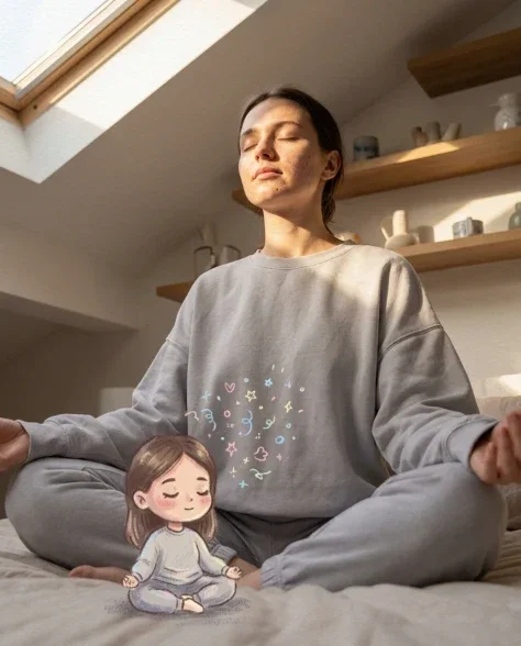 Cozy Meditation Scene with Chibi Self Doodles 5