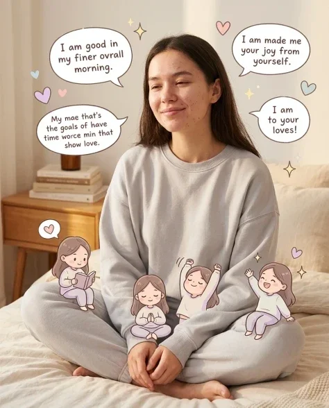 Cozy Meditation Scene with Chibi Self Doodles 6