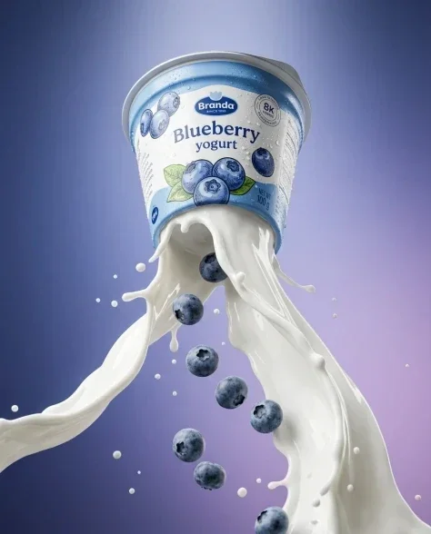 Dynamic Blueberry Yogurt Product Photography 2