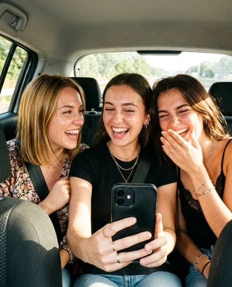 Candid Car Interior Selfie with Friends 2