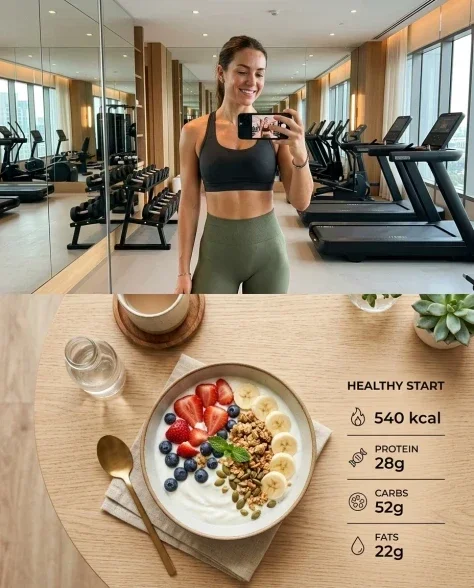 Modern Fitness Lifestyle Split Composition Poster 1