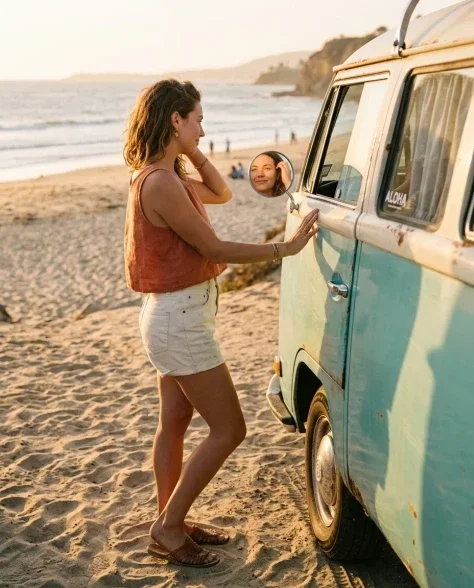 Cinematic Beach Vintage Van Portrait 5