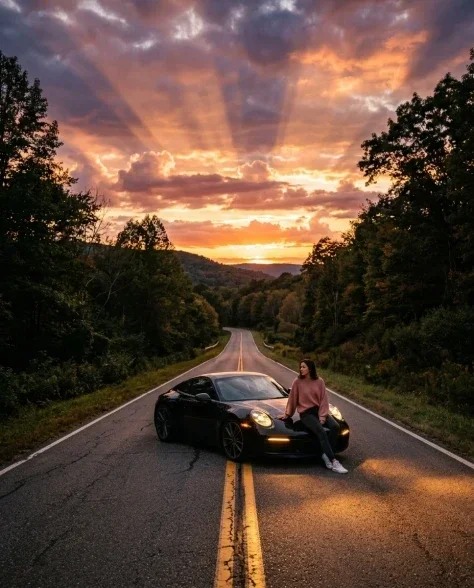 Cinematic Sunset Sports Car Lifestyle Portrait 5