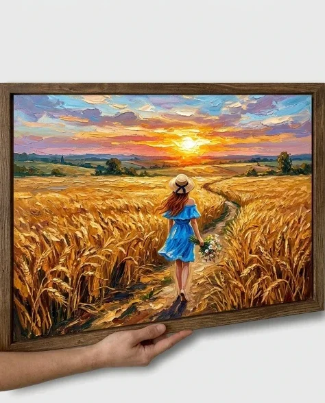 Impasto Oil Painting Golden Field Portrait 7