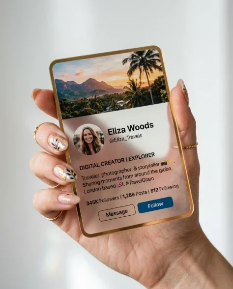 Transparent Acrylic Social Profile Card in Hand 1